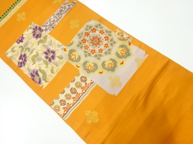 アンティーク　唐花模様織出し本袋帯（材料）